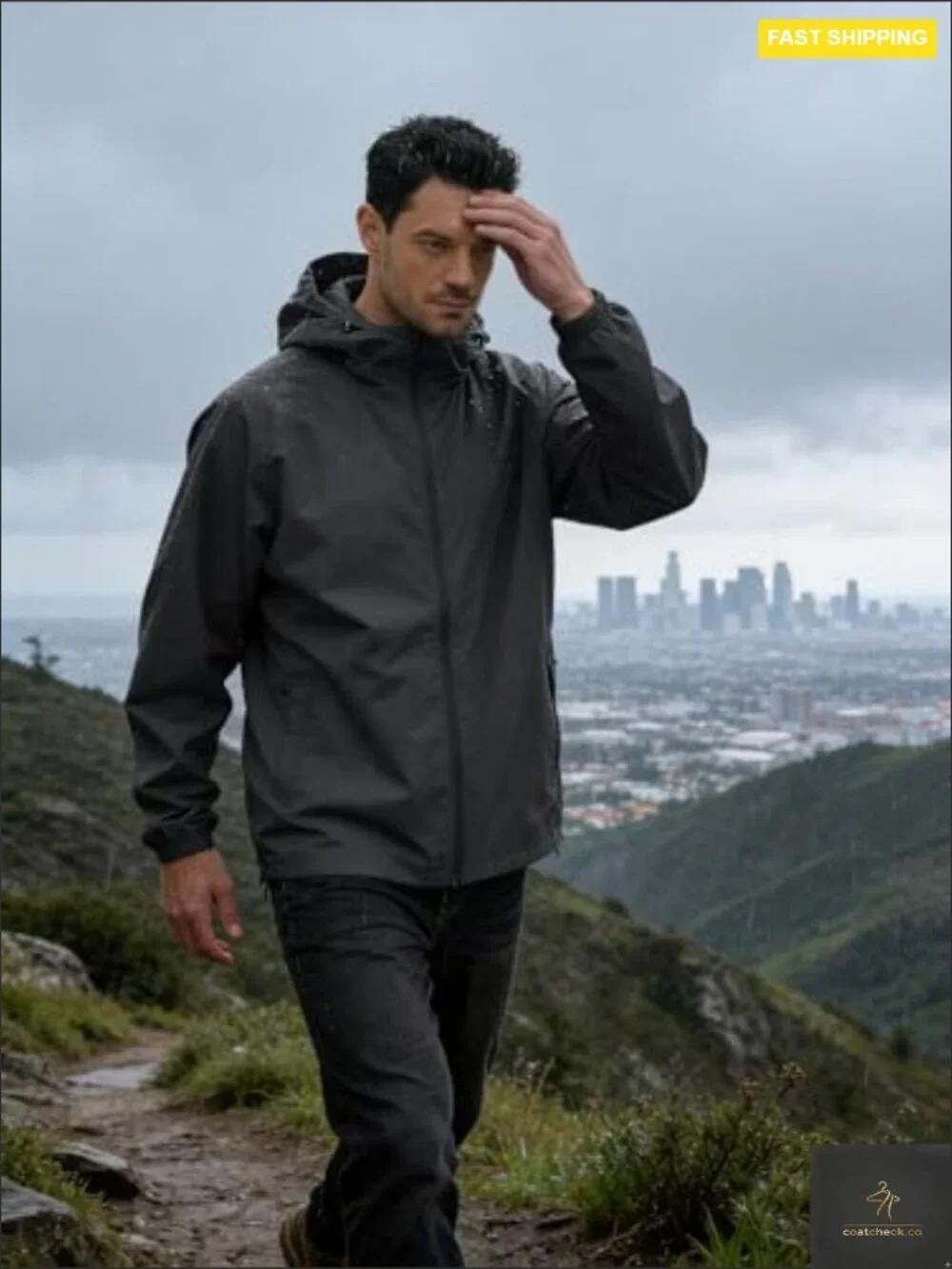 Men's Waterproof Windbreaker Rain Jacket Lightweight Packable Hiking Cycling